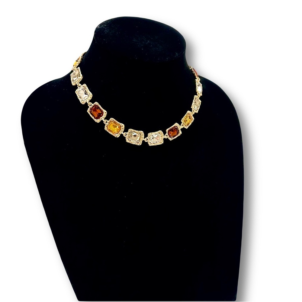 WARM HUES Designer Gemstone Statement Necklace & Earrings Set | NWT - Picture 11 of 16
